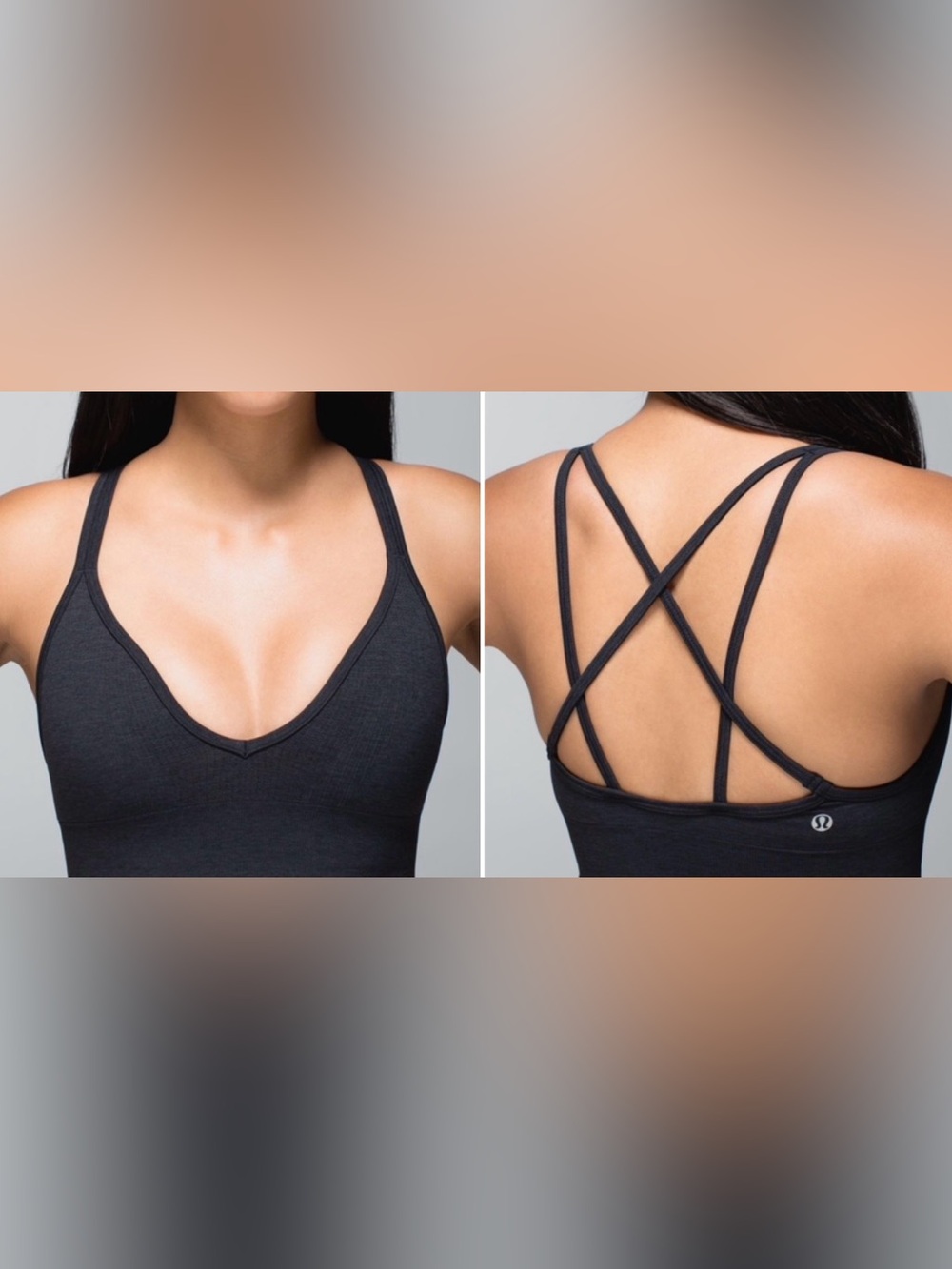 Lululemon Seamlessly Plunge Bra Heathered Black Size 2